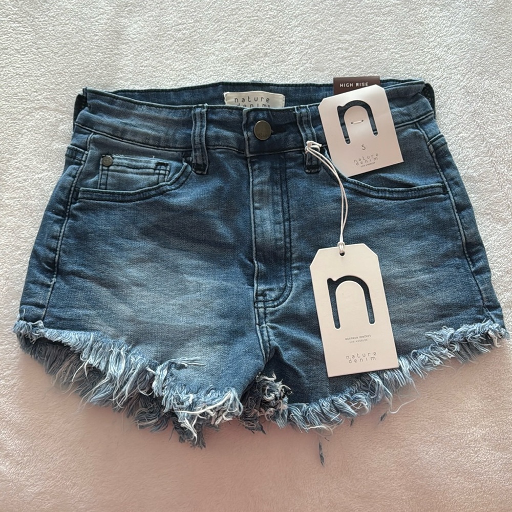 High rise denim shorts NWT - Nature Denim (size S)